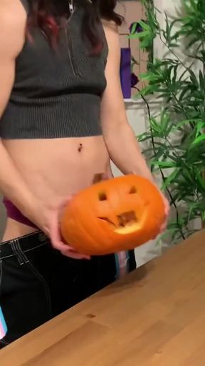 Trans Girl Fucks a Pumpkin   Clip 1