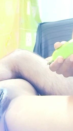 I made a sex video with a stranger guy for the first time, took cucumber in my pussy.   Clip 2