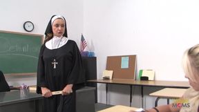 Nun with a taste for her students pussies gets her cunt finger fucked