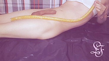 80 cm Dilao full deep in Ass, Belly Bulge & pushing it out!
