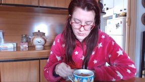 Great cough while eating breakfast avi