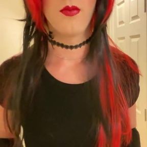 Goth Crossdresser Teasing