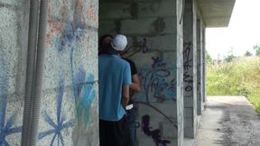 Two French twinks fuck outdoor