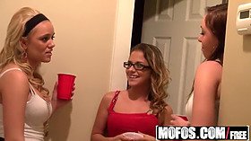 Allexis Blo & Veronica Willis get wild with real CFNM party fuck & big creampies