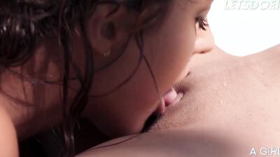 BFFs Carolina Abril & Penelope Cross Enjoy Nasty Lesbian Fuck By The Pool - A GIRL KNOWS