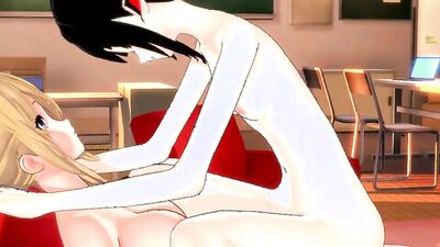 Watch this skinny babe get drilled hard by a busty blonde with a strapon