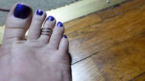 Toe Wiggling with Toe Ring and Purple Toenails