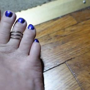 Toe Wiggling with Toe Ring and Purple Toenails