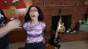 Khrystal and the bondage escape, stuffed mouth with tape gag