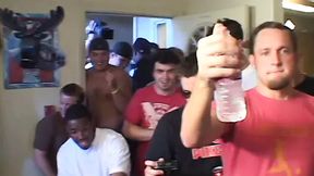 Two girls enjoy one man's firm shaft in the dorm room