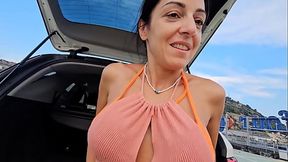 Horny driver fucks me in the supermarket parking lot, Full Video on my Red Page.