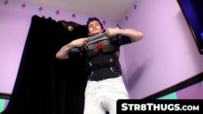 Str8Thugs.com - Straight jock's solo post-football practice dick stroking and cum bla
