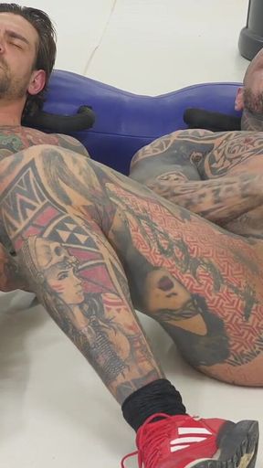Two Tattooed Hetero Males in the Gym