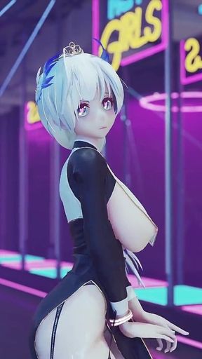 [mmd] Brilliant Marionette Black and White Erotic Fun Nun Meat Urinal Lewd Pattern Thong White Tiger Pussy