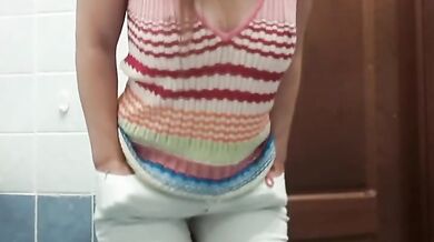 Hold on my pee in white jeans, pee desperation