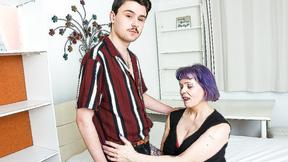 ”Big titted mature lady having fun with her toy boy”