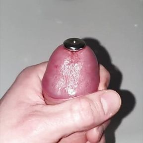 cumshot with a huge cockplug in my urethra