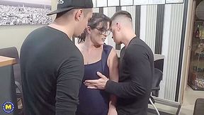 Monste Swinger In An Anal Threesome Office Fuck With Thick And Curvy Milf