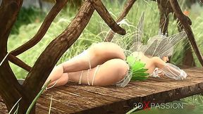 Hot sex! Crazy gnome has hard sex with a sexy fairy outdoors