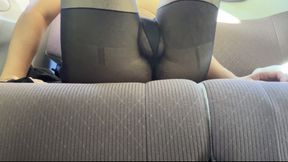 Masturbating in pantyhose inside the car