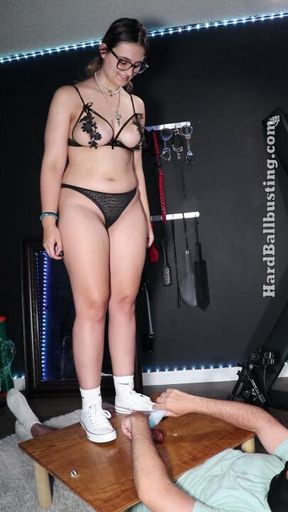 Mistress Loow Converse Ball Stomping Board Cum Stomping Attempt pt2