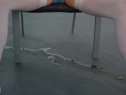French Maid Sissy pissing satin panties outdoors
