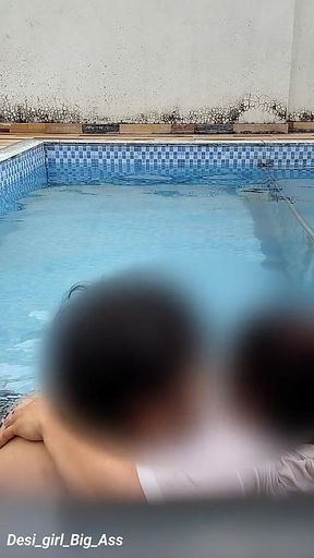A Hot Couple's Risky Fun in the Swimming Pool.