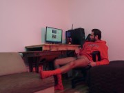 COMPUTER WANK CUM ON MY RED SOCKS