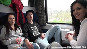Foursome banging in train