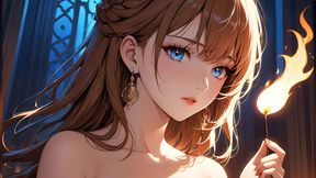 Ember Kiss: a Beautiful Young Woman Lit by a Tiny Flame