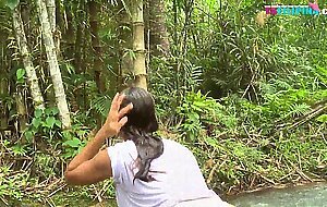 So sexy amateur shemale taking a bath outdoor