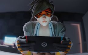 Tracer & 3 Guys One by One - Blowjob, Anal & Fuck While Playing Game 3D Overwatch Porn