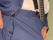 Straight Small dick daddy jacks off in business suit