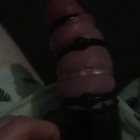 Pumped Cock Masturbating With Cock Sleeve And Rings