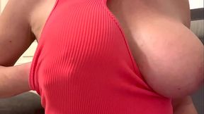 Pierced Nipples hard Play by Clothespins and Spitting on my BigTits