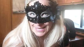 Blondie Domme humiliates and fists his ass in the motorhome