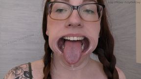 glasses & gape: 11-min dental speculum-stretched drool session