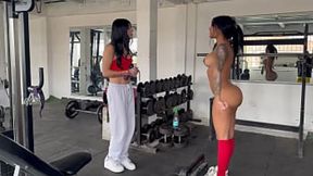 My transgender trainer gets horny when she makes me do squats without clothes and starts touching my ass and tits - MAY HERNANDEZ
