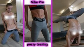 Naked gymnastics in leggings Nike Pro Pussy Teasing