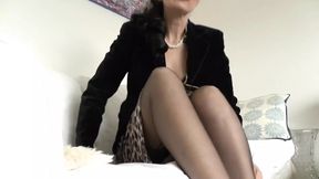 Caught Watching Porn in the Office! Your Boss in Red Heels Turns You Into a Nylon Slave!