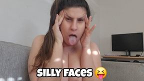 Crazy Faces While Topless – Tongue Out, Crossed Eyes, Lip Bites, Silly Facial Expressions and Body Movement Fetish