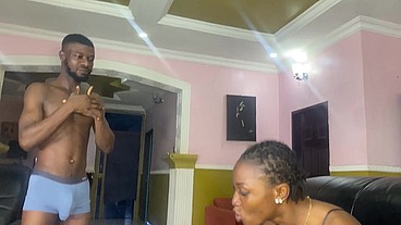 House boy fuck his boss lady in the living room