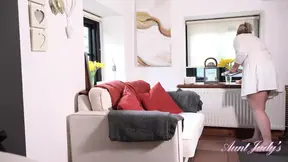 Mature BBW Landlady Katherina sucks my cock (POV)