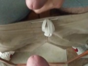 Jizzing on the mirror. I slap my own dick