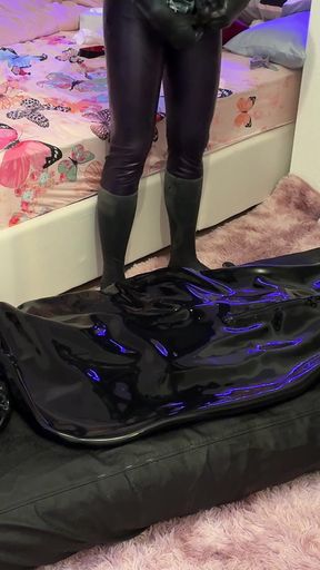 Wife Milks Her Submissive Husband-slave in an Inflatable Latex Bag - E-stim, Rimmer &amp; Heavy Breathing