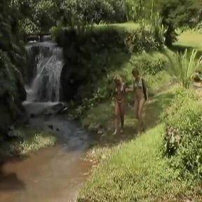 Two Beatiful Girls Play with Dildos Outdoor