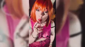 Ginger BBW cutie Tina Snua smokes a cork cigarette in an OMI and OME setting