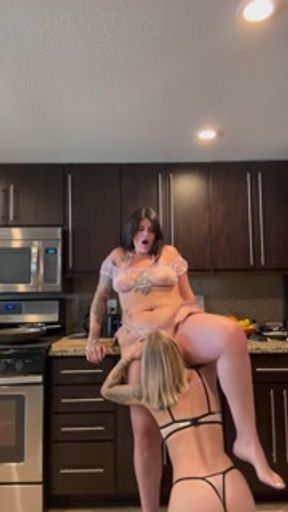 Lesbian ass eating surprise