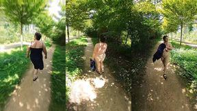 une petite pipe dans un sentier de balade puis je me deshabille entierement et...