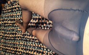 Teasing my Dark Blue pantyhose and legs